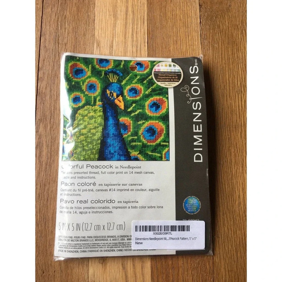 Dimensions Cross Stitch Kit 5x5 Colorful Peacock - Picture 1 of 2